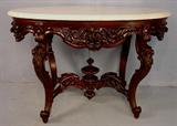 322a - Meeks rosewood rococo laminated parlor table with marble top, Stanton hall Pattern, ca. 1850.