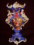 513 - Cobalt blue old Pairs vase with floral scene and figurals, ca. 1860, 14in. T, 9in. W.