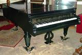 15 - Mahogany parlor grand piano, black lacquered finish, made by Gottf Cramer, won award in London - 1862, Paris -1878, Paris -1867, 6ft 8in L, 4ft 8in. W, 85 keys, plays well.