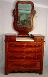 351 - Mahogany Empire dresser with mirror, marble insert, 83in. T, 43in. W, 21in. D, ca. 1840.