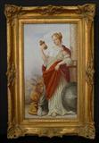 100 - Large 19th Century Porcelain Plaque of a Roman Beauty in Original Giltwood Frame, 30 In. H. , 20.5 In. W.