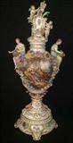 103 - Monumental Dresden Scenic and Figural Urn. 3 Ft. 8 In. H. , 20.5 In. W