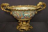 101 - 19th Century Rose Medallion Figural Gilt Bronze Mounted Center Piece, 18.75 In. W. , 11 In. H.