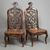 105 - Rare Pair of Belter Laminated Rosewood Slipper Chairs