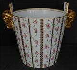104 - Large and Impressive 19th Century Sevres Jardeniere with Gilded Rams Heads, 14.5 In. H. , 17 In. W.