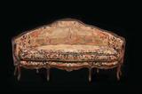 110 - Louis XV style 19th Century Walnut Needlepoint and Petitpoint Sofa. 6 Ft. 8 In. L , 3 Ft. 5.5 In. H.