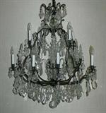 108 -Large 19th Century (electrified) Bronze and Crystal Chandelier 3 Ft. 4 In. H. , 3 Ft. D.