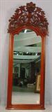 200 - Walnut Victorian hanging mirror with outstanding crest, 30in. W, 71in. T.