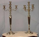 203 - Tall silver plate candelabras, 40in. T, 18in. W.