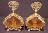 206 - Matching pair of gilded perfume bottles, 10in. T, 6in. W, 3in. D, ca. 1920