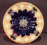 210 - Large 17in. Cobalt blue charger with gold and enamel decoration.