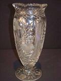 216a - Very heavily cut glass vase in the Intaglio pattern, 14in. T, beautiful vase.