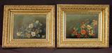225 - Matching pair of Victorian oil on board in great gold leaf frames, 16in. T, 18in. W.