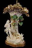 223 - Single old Paris porcelain lamp with parian figure and gold paint, 32in. T, 12in. W.