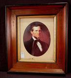 231 - Antique print of Jefferson Davis in antique walnut frame, 19in. T, 17in. W.