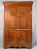 251 - Period walnut blind door one piece corner cupboard, completely original, pegged together, ca. 1830, 80in. T, 53in. W, 20in. D.