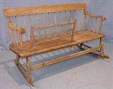 263 - Primitive pine mammy's bench, 29in. T, 48in. W, 14in. D.