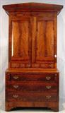308 - Mah, empire blind door secretary desk with slant front writing surface 90in. tall, 44in. wide, 22in. deep ca, 1840.