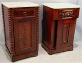 316 - Victorian Jenny Lynn style half commode, 31in. tall, 16in deep, ca. 1860.
317 - Wal, victorian half commode with carved wood pulls, 30in. tall, 18in. wide, 15in. deep, ca.1870.