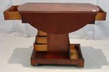 319 - Unusual drop leaf table and extra drawers in pedestal with lift ends ca. 1840.