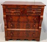 326 - Empire 6 drawer flamed mahogany chest, 45in. tall, 45 in wide, 22in deep, ca. 1840.