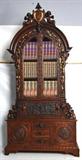 115 - Magnificent Figural Carved Walnut Secretary attributed to Luigi Frullini 9ft. 10in. T.