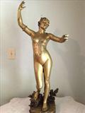 90 - Large bronze of nude girl by French artist Felex Charpentier with Paris Foundry mark, ca. 1890, 35in. T.