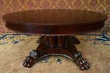 120 - Fine 60 In. Mahogany Cluster Column Dining Table with Six Original Skirted Leaves