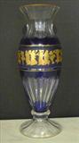 127 - Large Cobalt to Clear Vase with Gilt Figural Decoration 16 In. H.