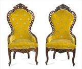 141 - Rare pair of Belter carved and laminated rosewood parlor chairs, 3ft 7in. H, ca. 1855