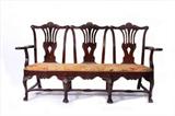 142 - Fine 19th Century Irish Chippendale Mahogany Triple Chair Back Settee with Carved