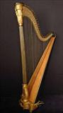 146 - 19th Century Giltwood , Birdseye Maple and Bronze Harp by P. Detveaus 5 Ft. 7.5 In. H., 2ft. 8in. W.