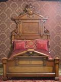149 - Bed to Fine Three Piece Burl Walnut Bedroom Set att. To Thomas Brooks. H. 8 Ft. 3 In.