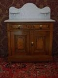 149- Wash Stand to Fine Three Piece Burl Walnut Bedroom Set att. To Thomas Brooks. H. 8 Ft. 3 In.