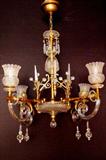 158 - The Finest Cut Glass and Gilt Brass Four Light Gasolier