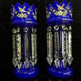 163 - Large Pair of Enameled Cased Glass Lustres.
