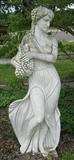 166 - Life Size Marble Figure of a Beautiful Maiden Picking Grapes