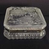 174 - Large cut glass Glove Box 7 In. Square