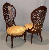 177 - Pair of rosewood laminated high back parlor chairs by J.H. Belter