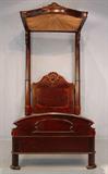 35 - Mahogany C. Lee half tester youth size bed, ca. 1860, 9ft T, 45in. W, 71in. L.