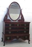 1352 - Mahogany dresser with swan neck mirror support.