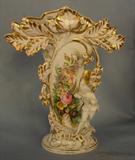 54 - Single old Paris vase with figures, 16in. T, 7in. W.