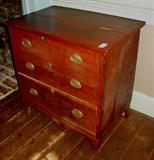 216 - Cherry sugar chest with lift top and drawer in bottom, ca. 1840, 30in. T, 29in. W. 19in. D.