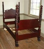 220 - Pair of Acanthus carved twin beds with claw feet, 62in. T, 39in. W, 75in. L.