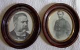 244 - Pair of oval shadow box frames with picture of union soldiers, 13 x 11.
