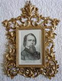 245 - Gold metal Victorian frames with picture of General John Pope.