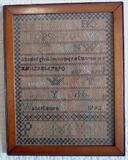 246 - Needlepoint sampler, dated 1792, 9 x 12.