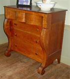 323 - Tiger maple empire chest, 43in. T, 42in. W, 24in. D.