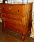 357 - Walnut empire 4 door drawer chest, 46in. T, 43in. W, 24in. D.