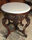 4 - Rosewood pierced carved oval center table, Meeks Stanton Hall pattern, ca. 1855